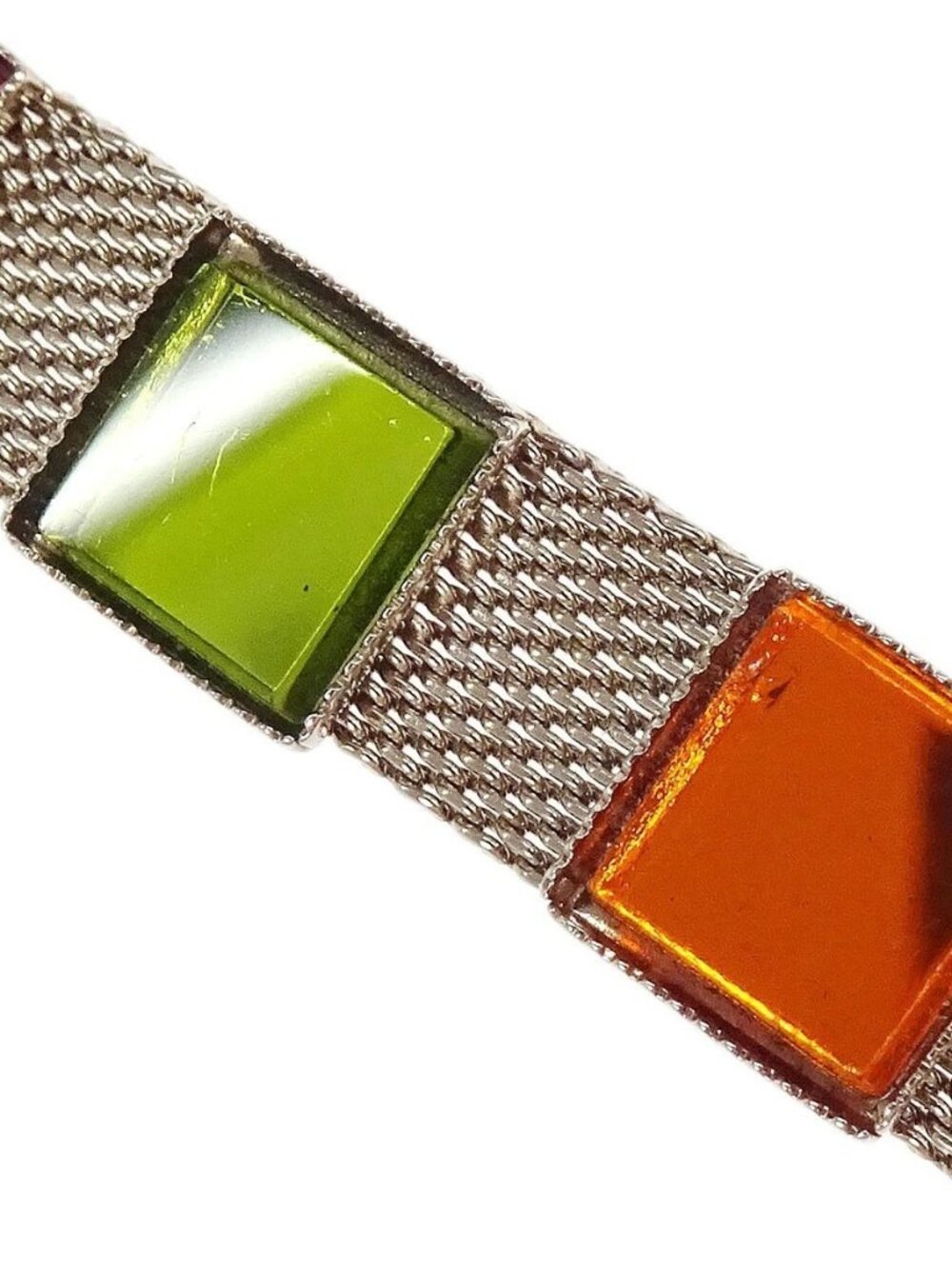 Chanel Square Glass Silver Chain Belt 99P Small Good 136179 - Picture 4 of 5